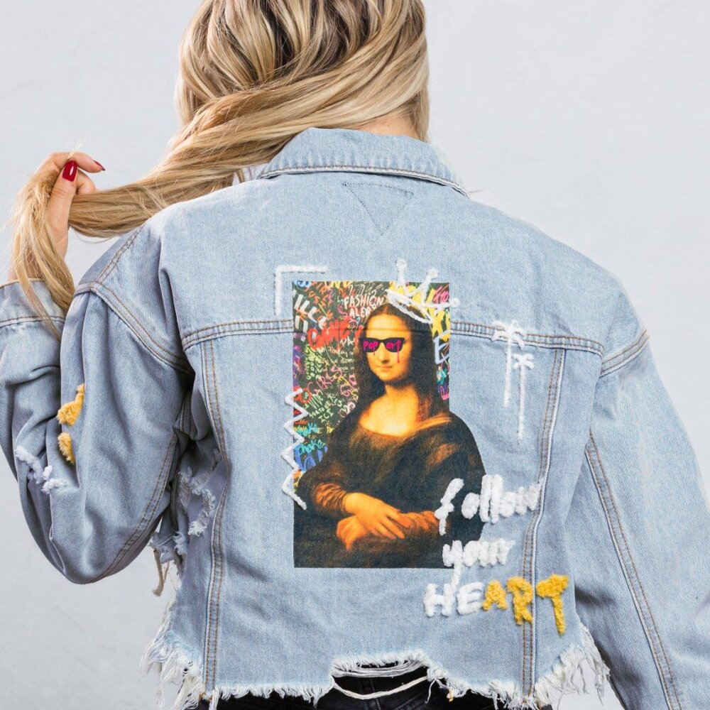 Trio Urban | “Follow Your Art” Cropped Jean Jacket – Size S/M
